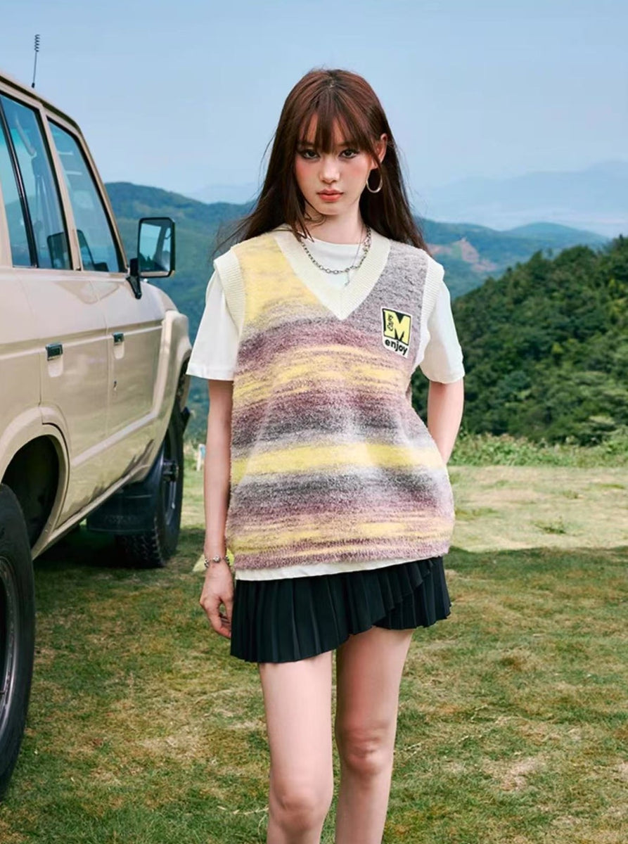 MEDM Colorful Striped Sweater Vest