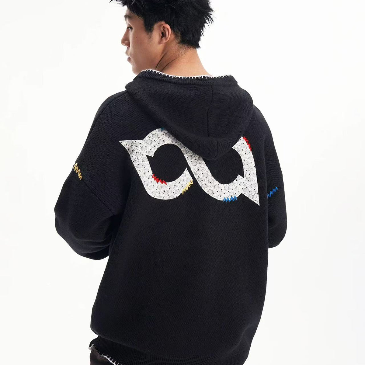 BIPOLAR Four-pointed Star Knitted Cardigan Zipper Sweater