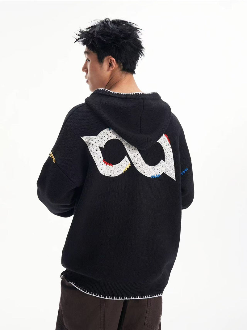 BIPOLAR Four-pointed Star Knitted Cardigan Zipper Sweater