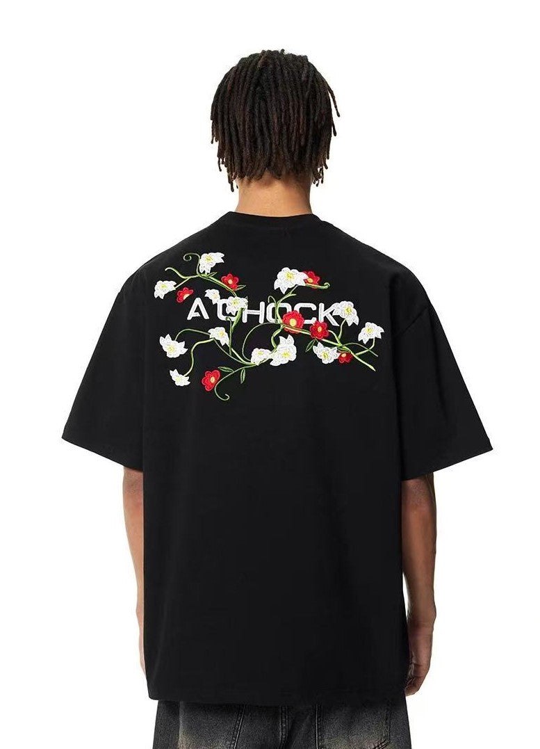 ACHOCK Floral Embroidered short-sleeve T-shirt