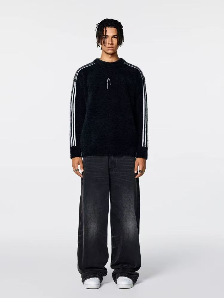 ACHOCK Vintage Washed Logo Stitching Jeans