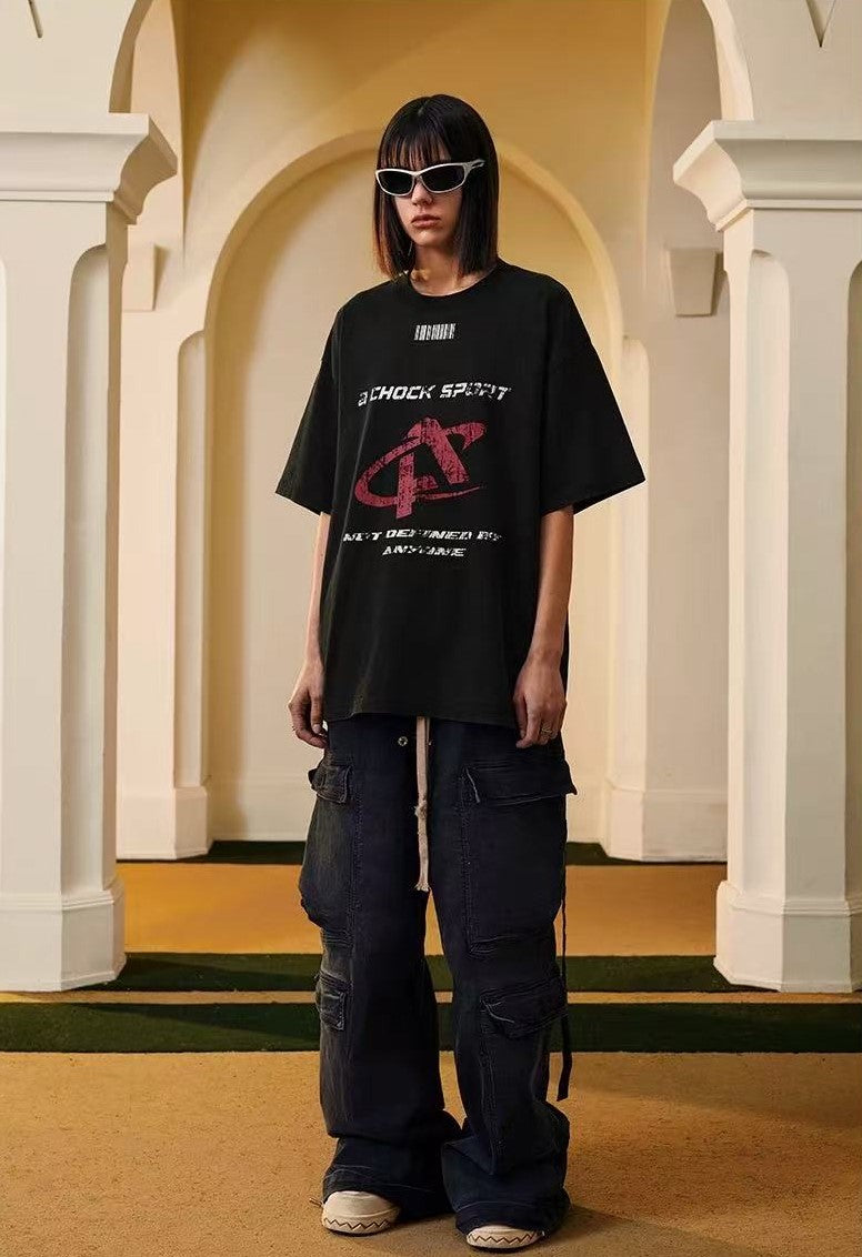 ACHOCK Heavy Washed Distressed Logo T-shirt
