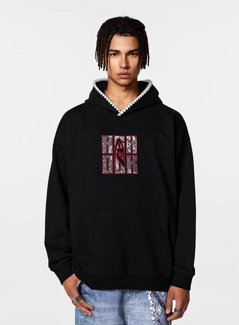 ACHOCK Retro Patch Embroidered Hoodie