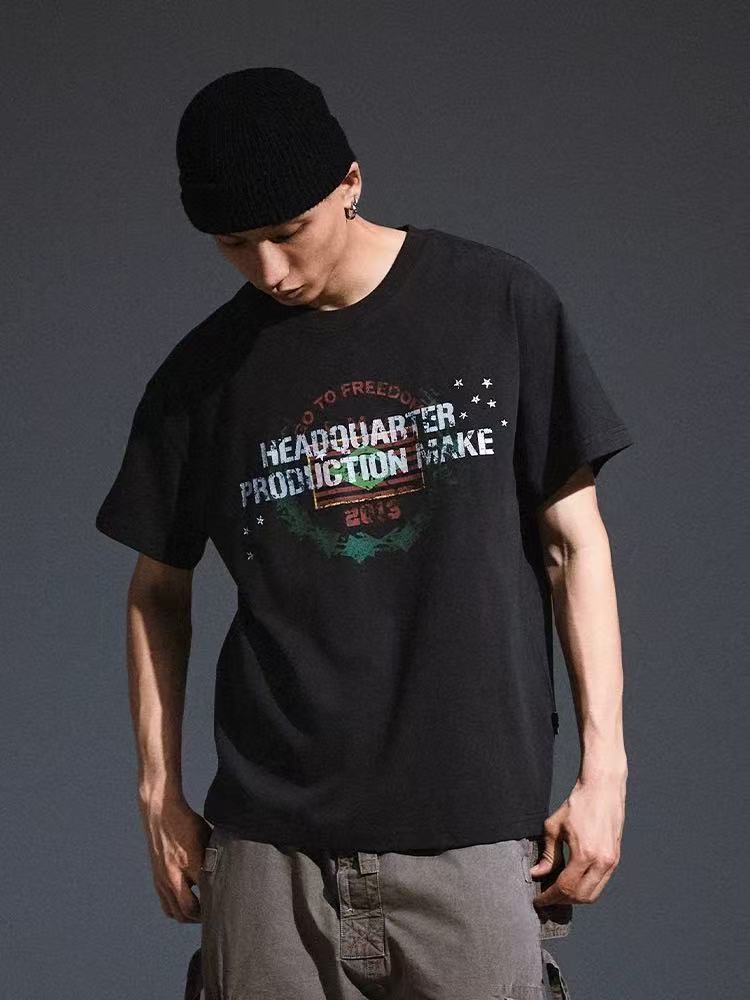 REMEDY Distressed Letter Print Short-sleeve T-shirt