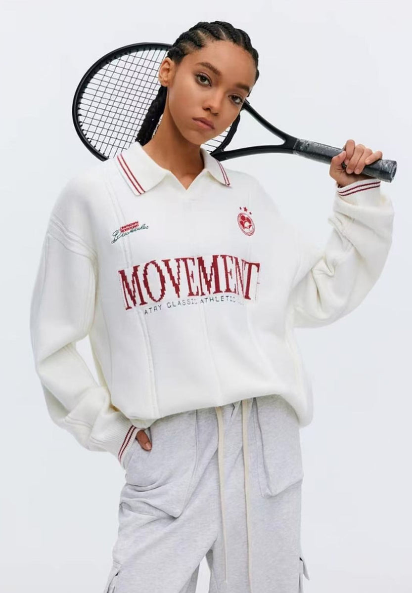 ATRY Contrast Embroidered POLO Striped Sweater