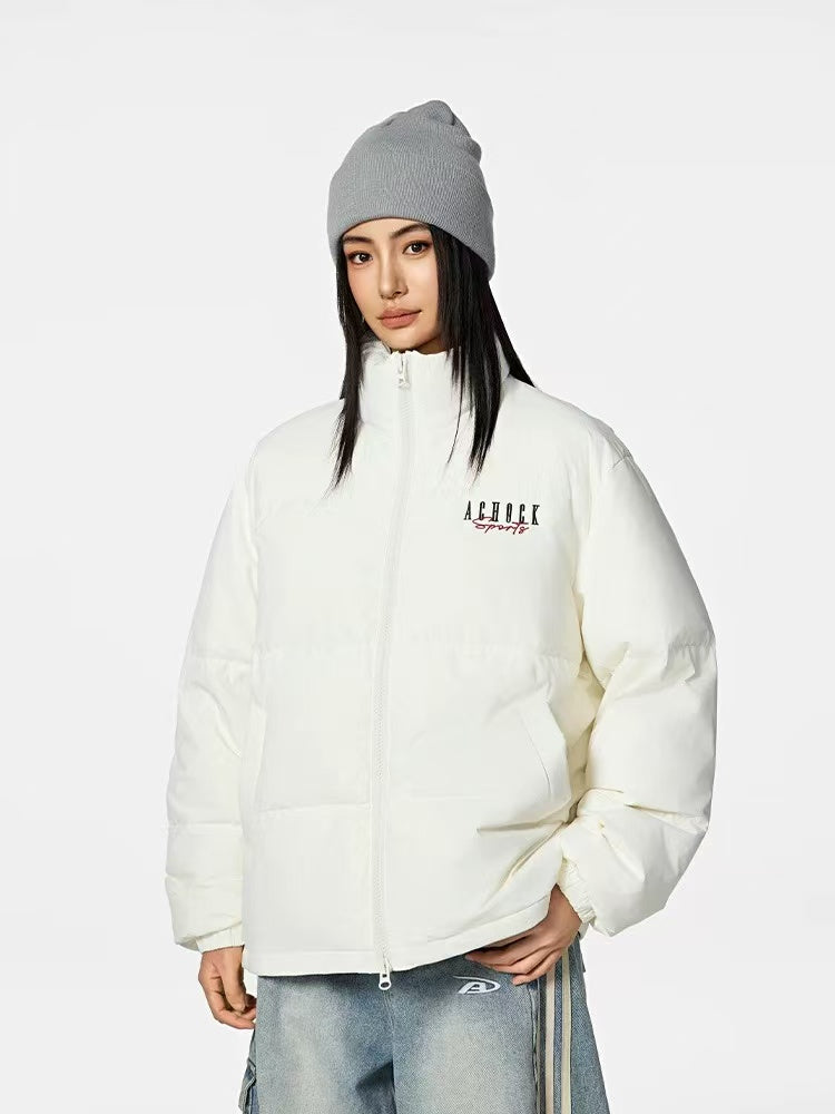 ACHOCK Logo Embroidered White Duck Down Jacket