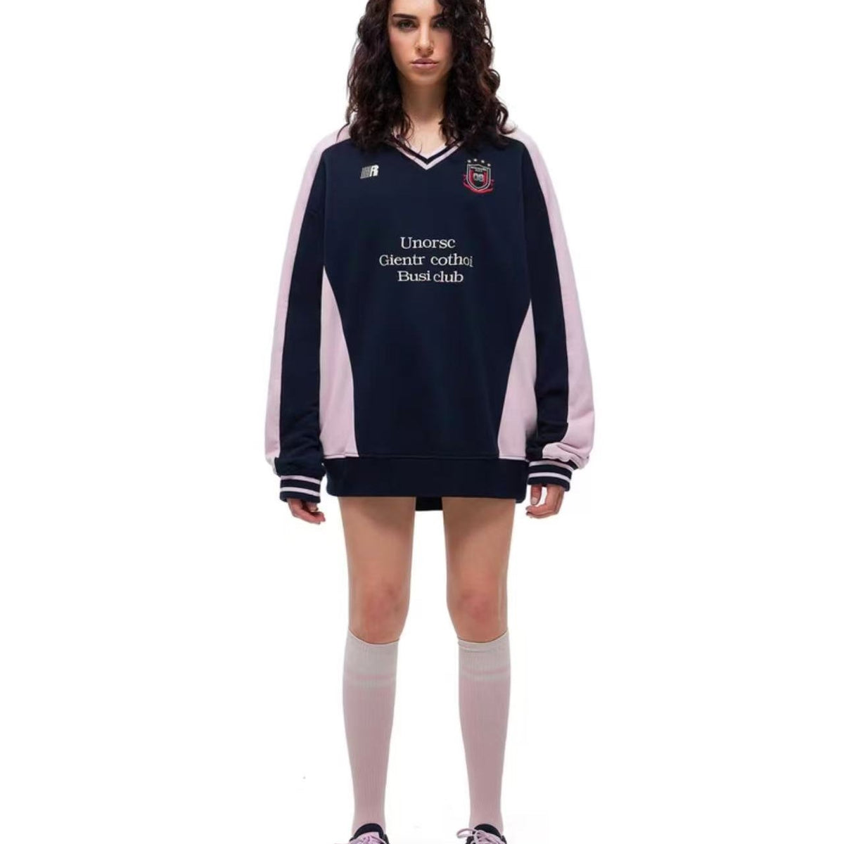FDR Badge V-neck Contrasting Colors Sweater