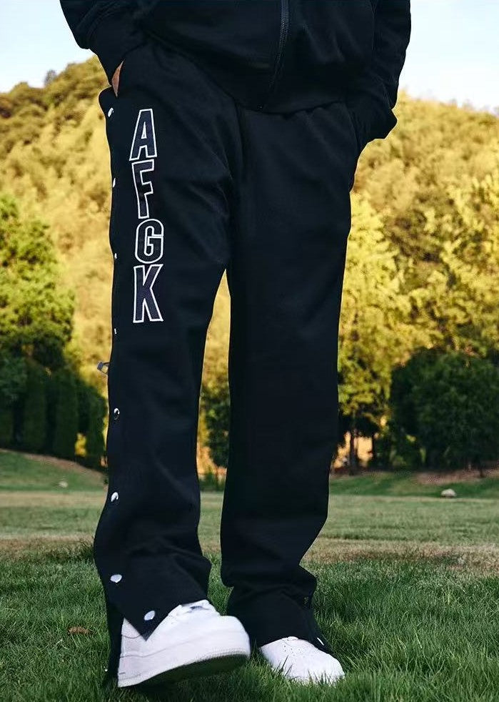 AFGK Basic Letter Casual Buttoned Pants