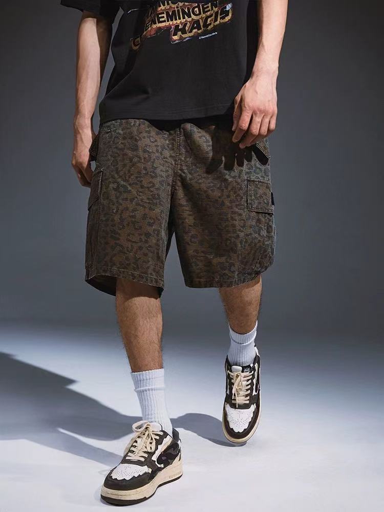 REMEDY Leopard Camo Cargo Shorts (x3 Velcro Patches)
