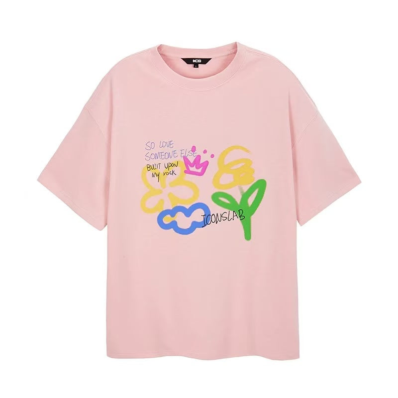 ICONSLAB Fun Hand Drawn Doodle Flowers T-shirts