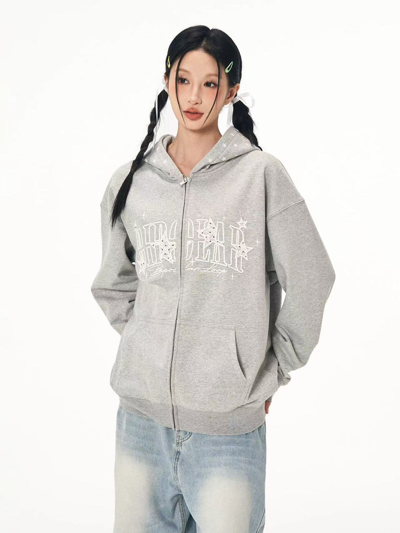 BIPOLAR Star Hooded Cardigan Sweatshirt