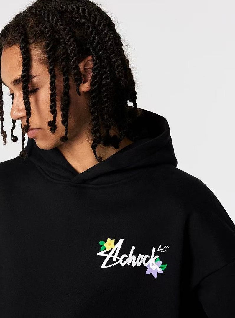 ACHOCK Logo Floral Embroidered Hoodie