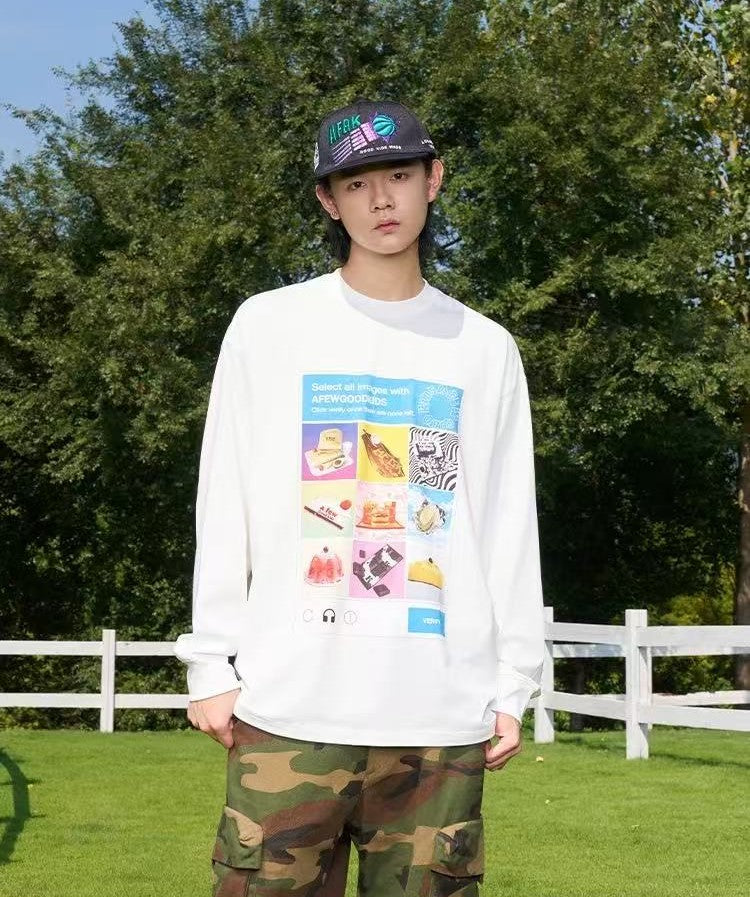 AFGK "Fast food and slow life" Washed long-sleeved T-shirt