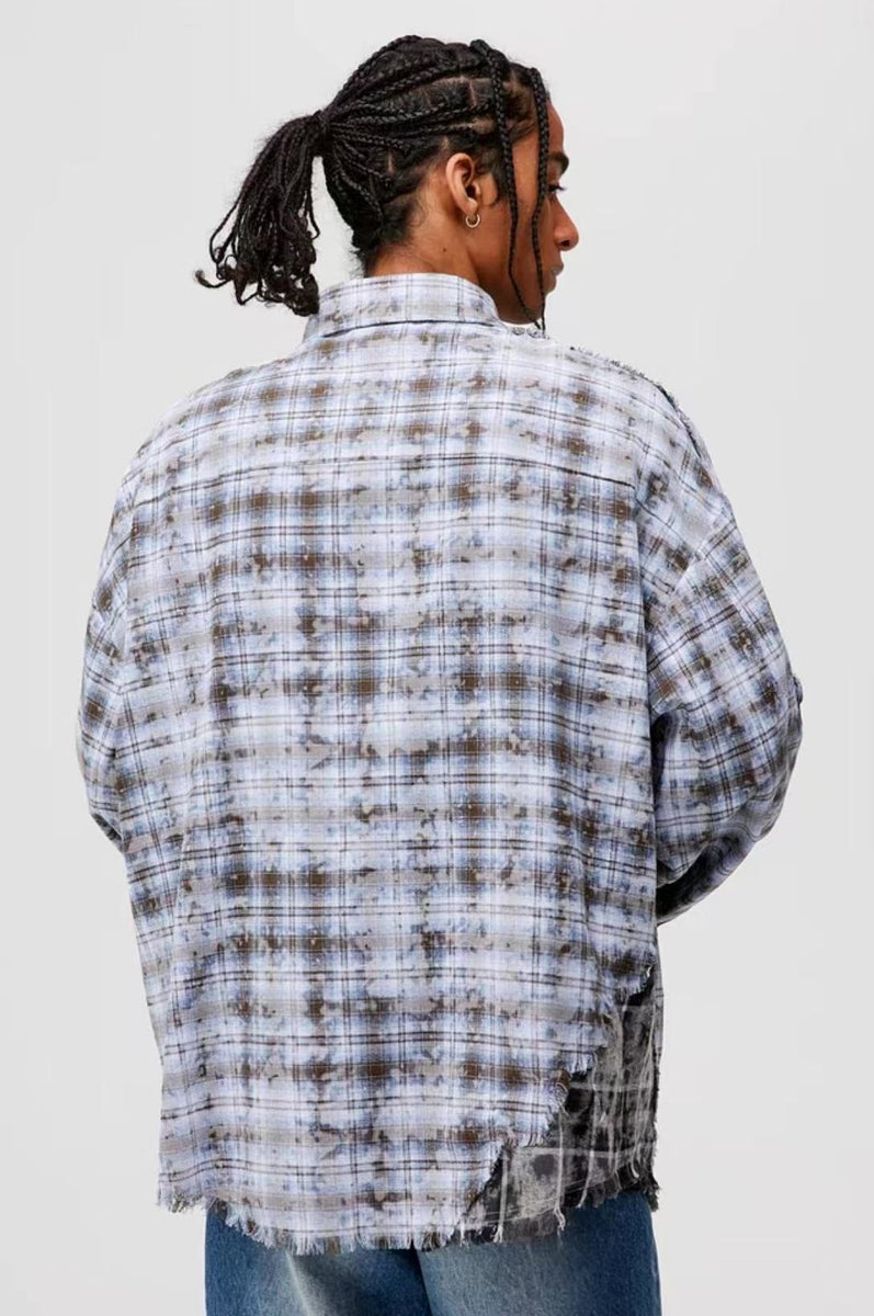 ATRY Distressed Patchwork Long-sleeved Shirt