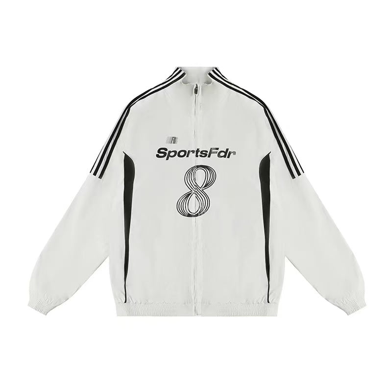 FDR Stand Collar Patchwork Color Contrast Jacket