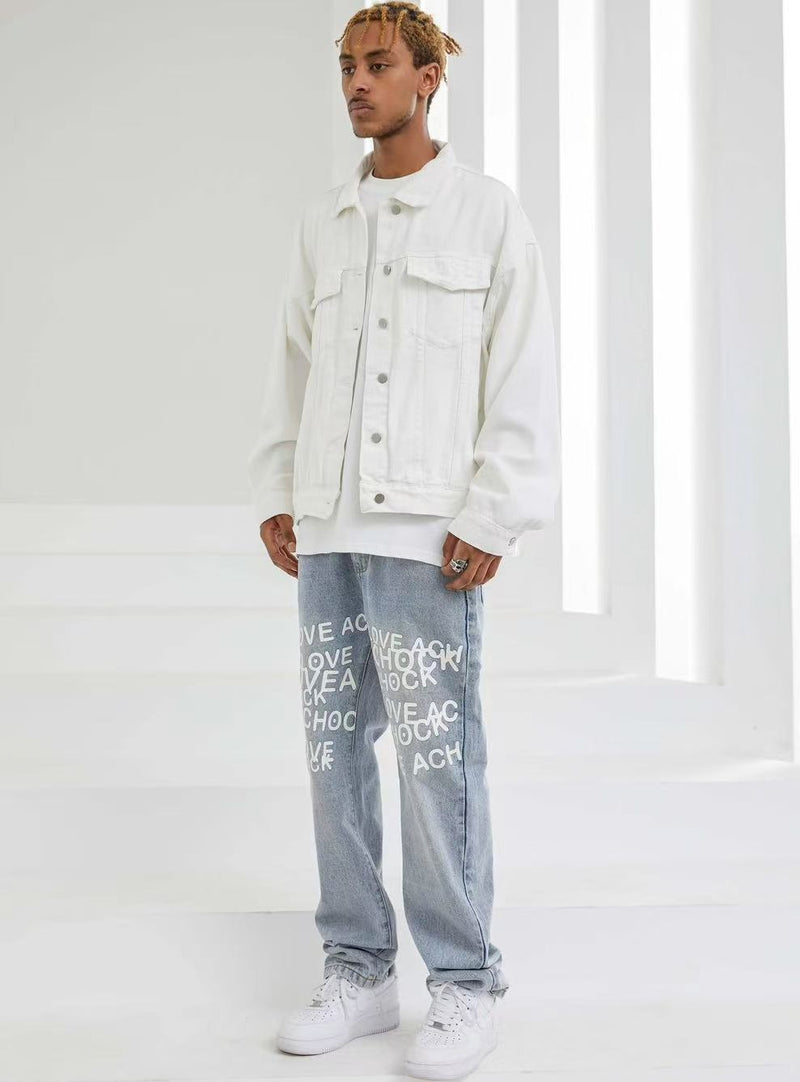 ACHOCK Simple Solid Color Denim Jacket