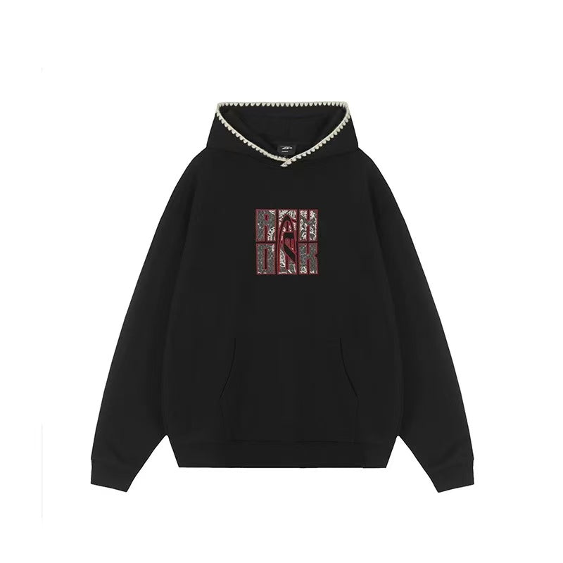 ACHOCK Retro Patch Embroidered Hoodie