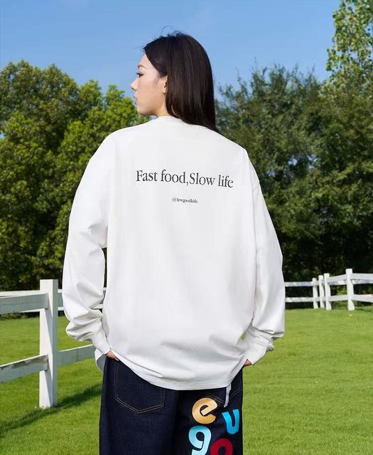 AFGK "Fast food and slow life" Washed long-sleeved T-shirt