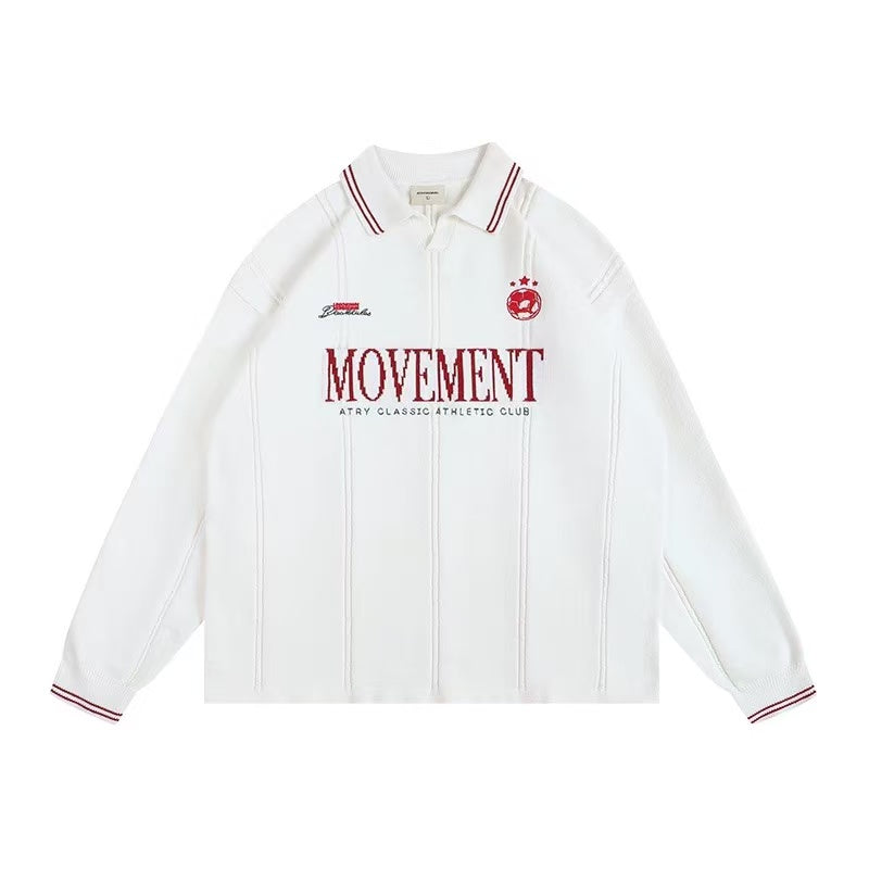 ATRY Contrast Embroidered POLO Striped Sweater