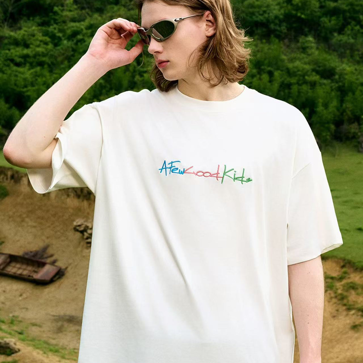 AFGK Cursive Logo Embroidered Short-sleeve T-shirt