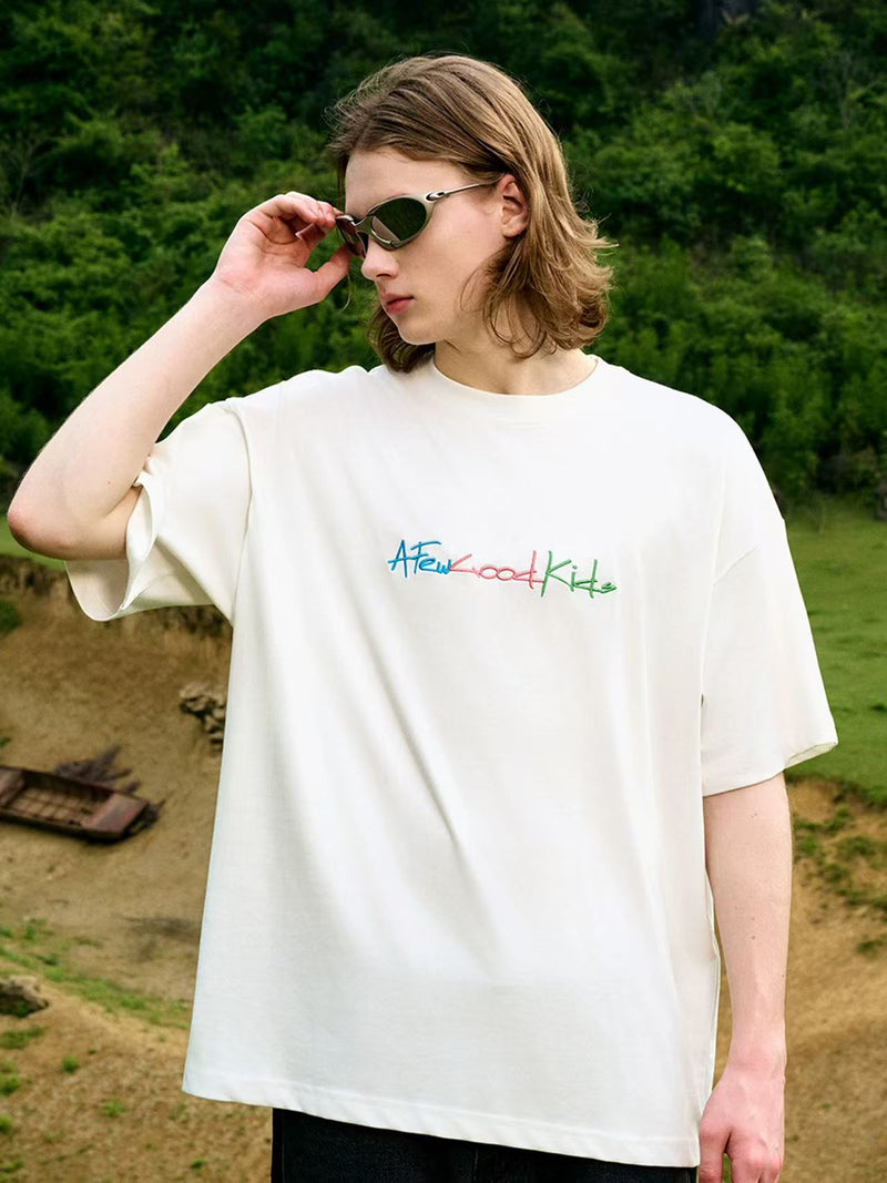 AFGK Cursive Logo Embroidered Short-sleeve T-shirt