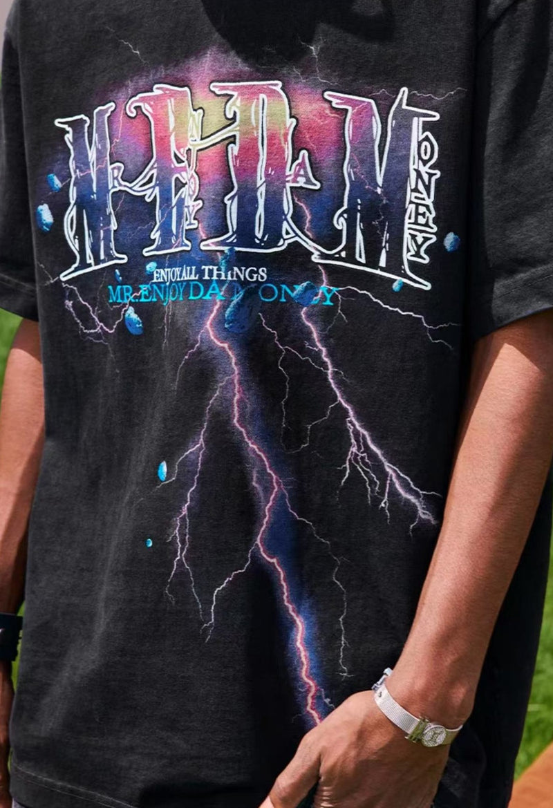 MEDM Washed Lightning Thermoset Oil Short Sleeve T-Shirt