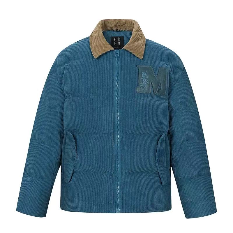 MEDM Corduroy Lapel Color Block Down Jacket