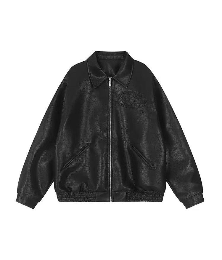 ACHOCK Heavy Steel Embossed Leather Jacket