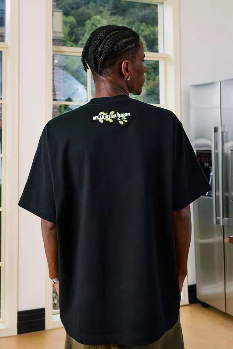 MEDM Appliqué Floral Short-sleeved T-shirt