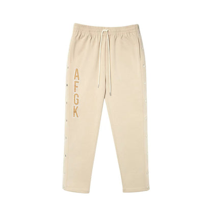 AFGK Basic Letter Casual Buttoned Pants