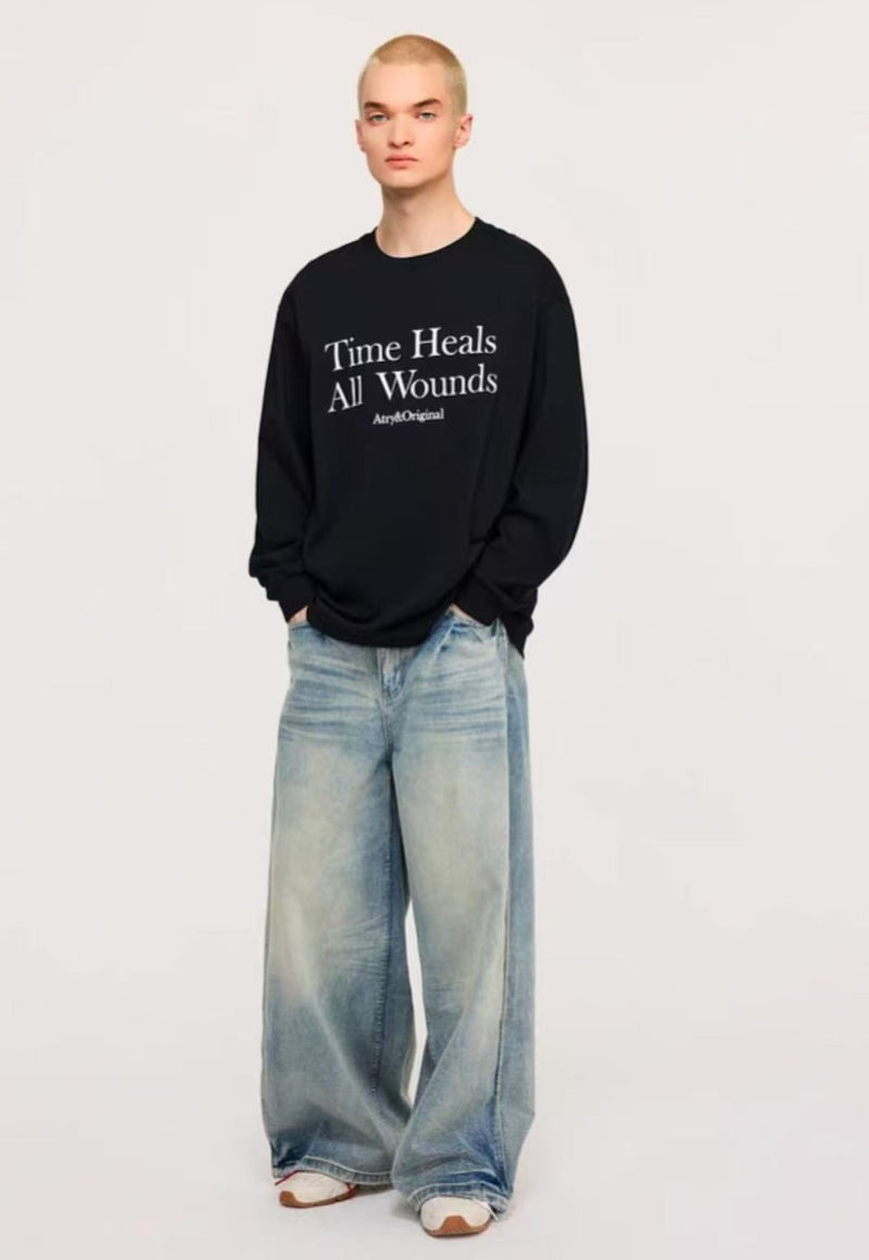 ATRY Slogan Letters Contrast Color Sweater