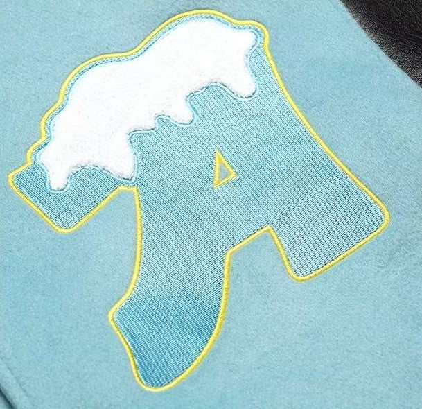 AFGK Snowy Terry Embroidered Contrasting Color Baseball Jacket