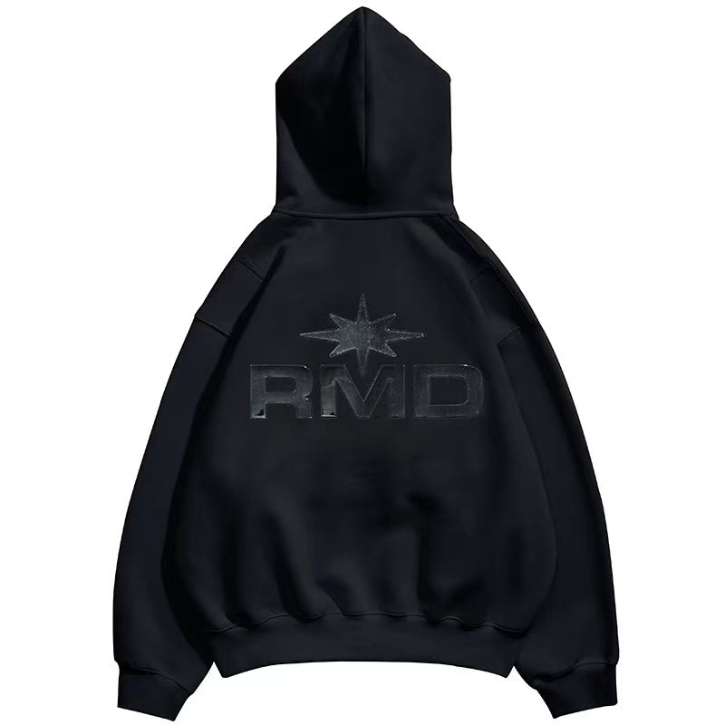 REMEDY Octagram Star Logo Print Hooded Zipper Sweatshirt