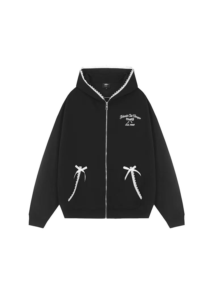 ACHOCK Lace Patchwork Cardigan Sweatshirt