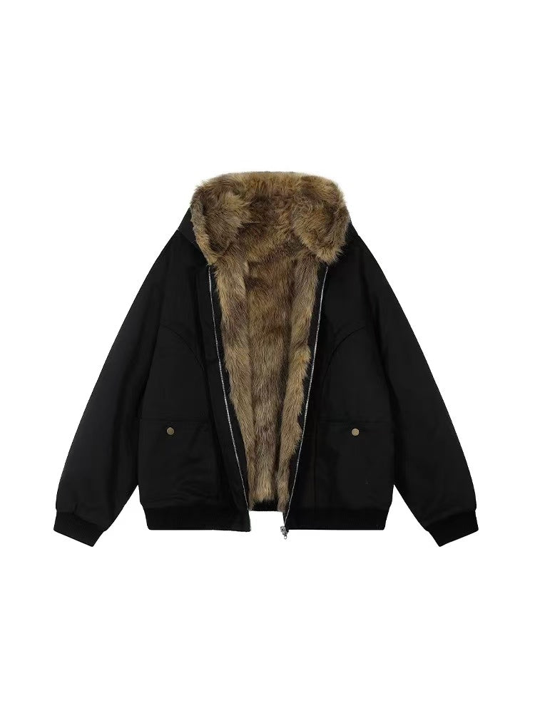 ACHOCK Wind-resistant Thickened Double-sided Bomber Jacket