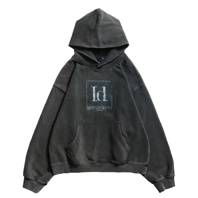 REMEDY Washed Distressed Printing Hoodie