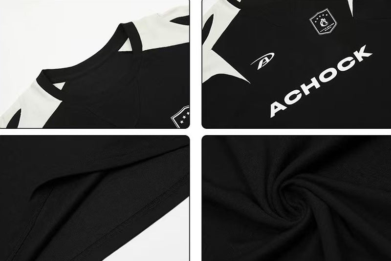 ACHOCK Casual Basic Patchwork Contrasting Color T-shirt