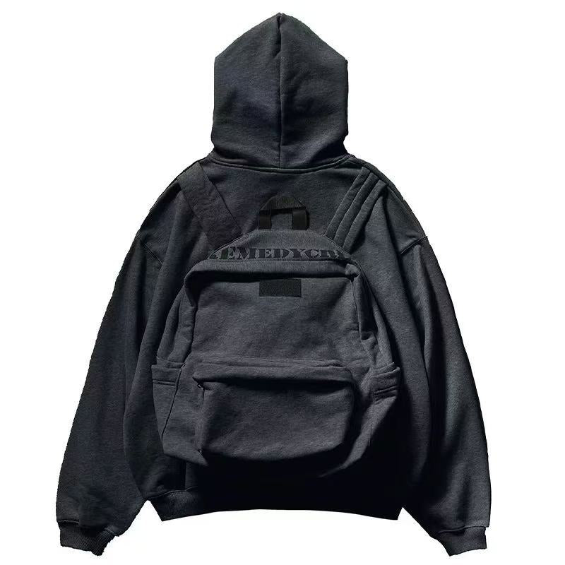 REMEDY Logo Print Hooded Backpack Sweatshirt