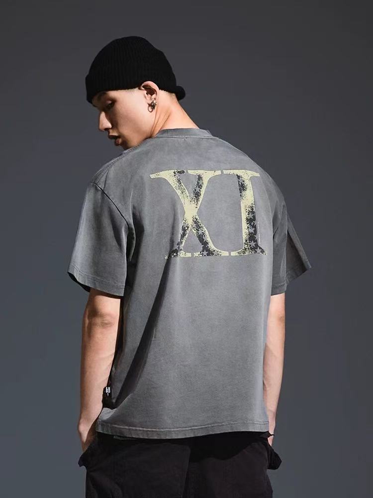 REMEDY Distressed Letter Print Short-sleeve T-shirt
