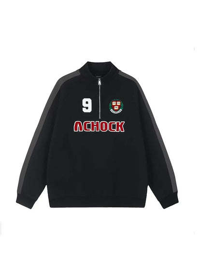 ACHOCK Logo Printed  Half Zipper Sweater