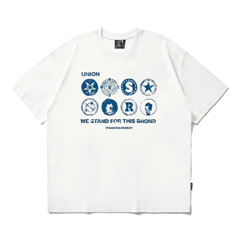 REMEDYxSTA Military Medal Print Short-sleeved T-shirt