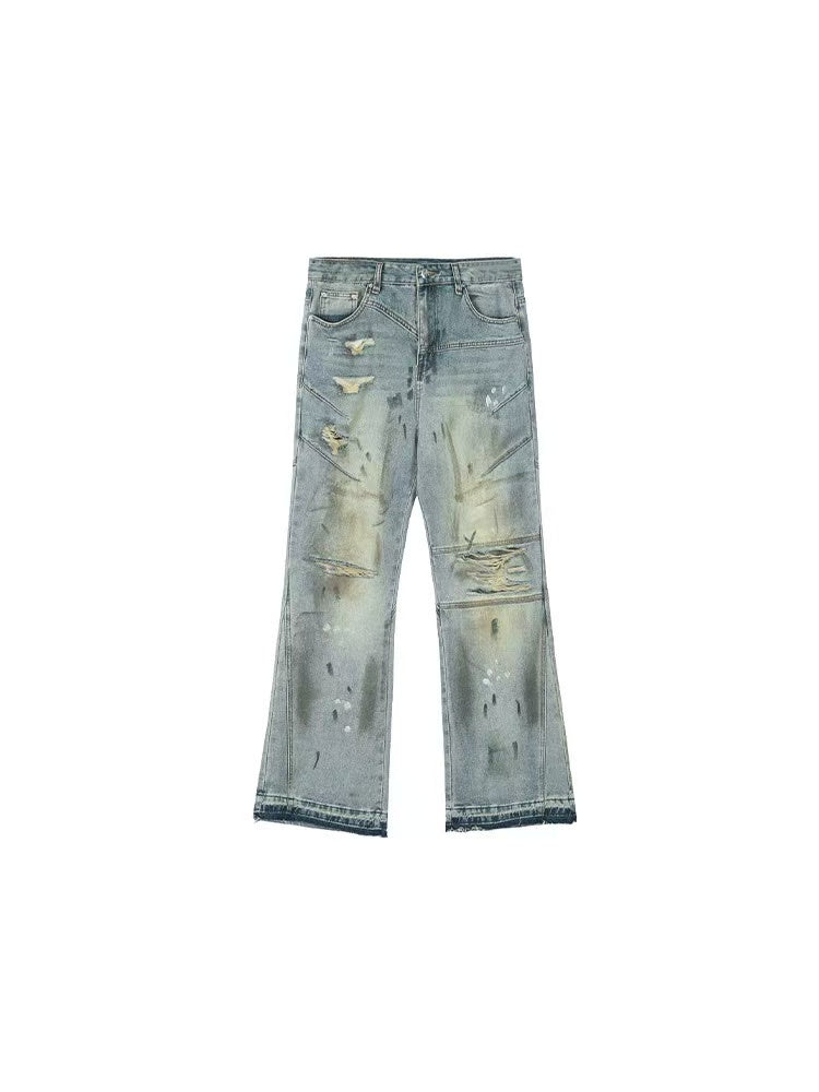ACHOCK Retro Distressed Ripped Jeans