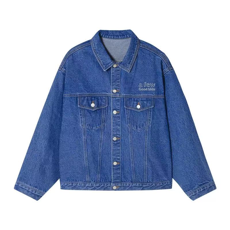 AFGK Three Angels Topstitch Embroidered Denim Jacket