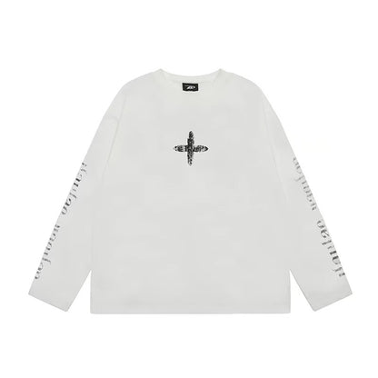 ACHOCK Retro Simple Cross Long-sleeved Tee