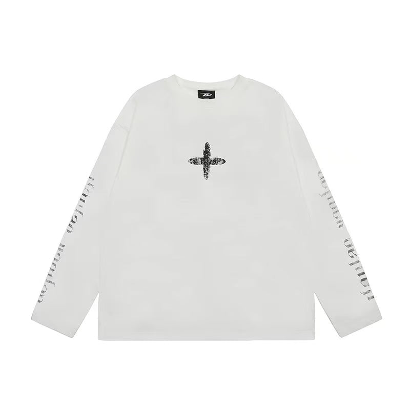 ACHOCK Retro Simple Cross Long-sleeved Tee