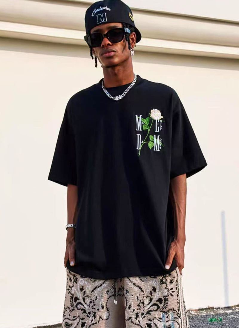 MEDM Rose embroidery Short-sleeved T-shirt