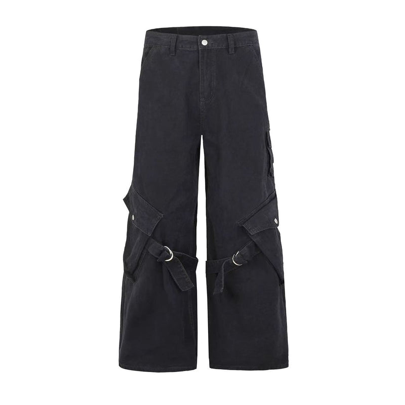 BIPOLAR Retro Ribbon Multi-pocket Workwear Style Pants