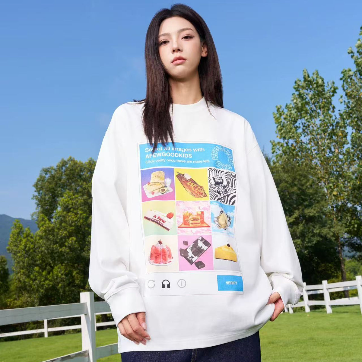 AFGK "Fast food and slow life" Washed long-sleeved T-shirt