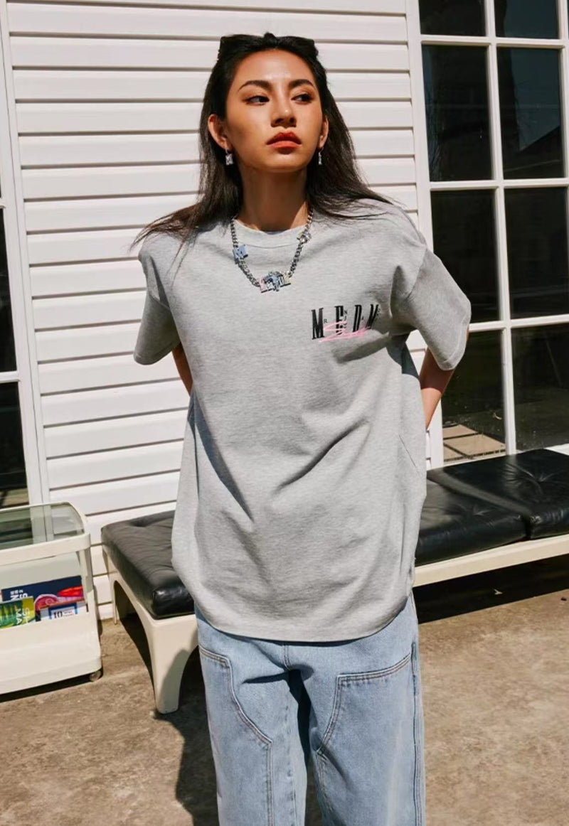 MEDM Summer Graffiti Letter Print Short Sleeve T-Shirt