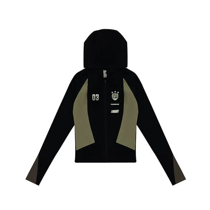FDR Retro Contrast Patchwork Hooded Sweatshirt (For Women)